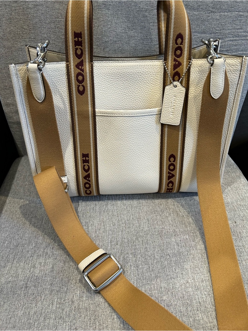 COACH Smith Chalk Pebbled Leather large Tote